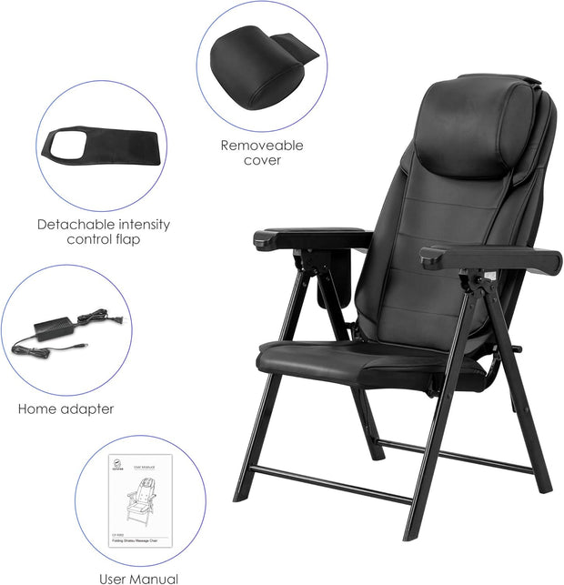 Folding Massage Chair Portable – Shiatsu Neck & Back Massager with Heat