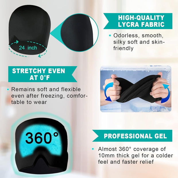 Headache Relief Hat with Cooling Gel & 360° Compression