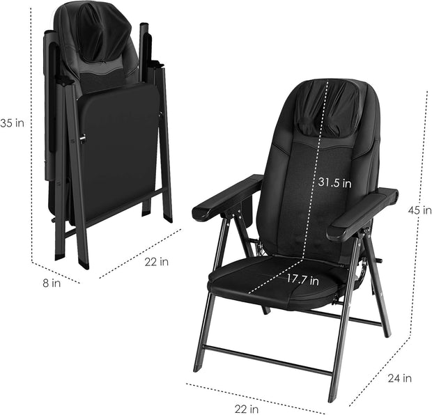 Folding Massage Chair Portable – Shiatsu Neck & Back Massager with Heat