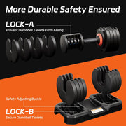 Adjustable 55LB Dumbbell Set with Tray