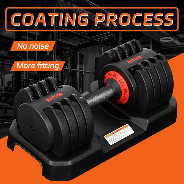 Adjustable 55LB Dumbbell Set with Tray