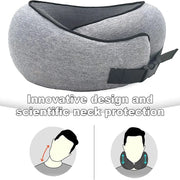 Memory Cotton U-Shaped Travel Pillow with Storage